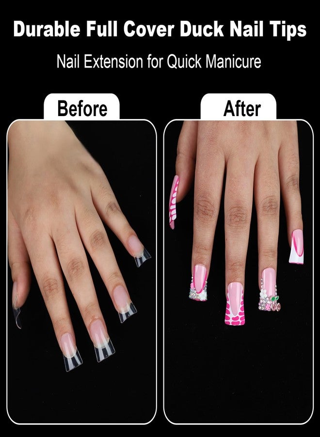 ASONRL 504Pcs Clear Duck Nail Tips Full Cover Duck Nails Tips Press Ons - 12 Sizes Acrylic Gel DIY Nail Extensions for Salon-Worthy Duck Shaped Manicures & Nail Art with Box - Image 4